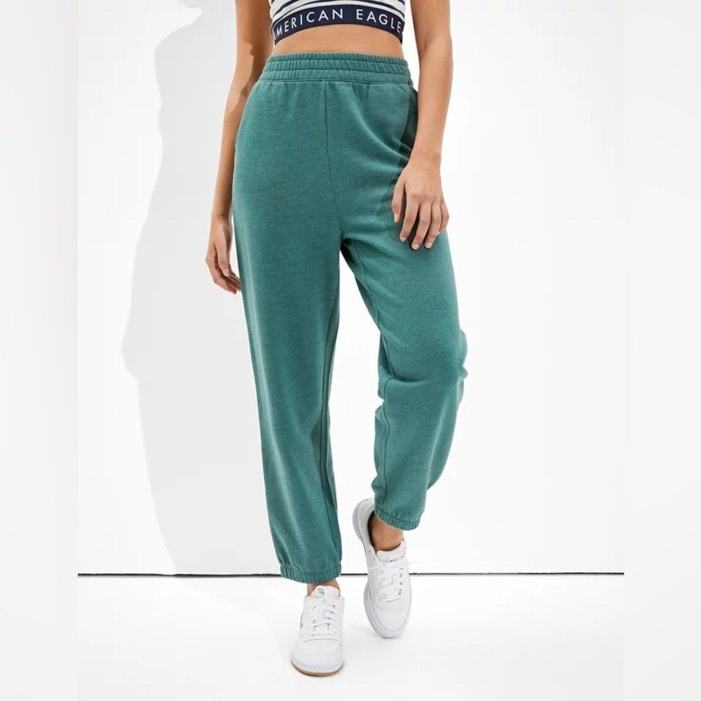 American Eagle Outfitters Green Fleece Boyfriend High Rise Jogger Size XS